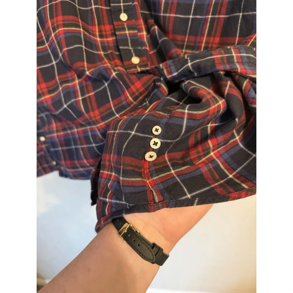 VINTAGE Ralph Lauren Plaid Shirt Mens XXL Custom Fit 90s Red Tartan Cotton Pony